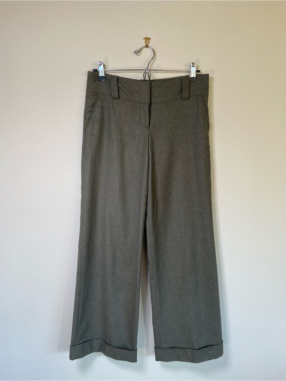 Burberry Wool Low Rise Wide Leg Pants